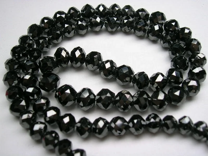 Natural Black Diamond Stone Faceted Rondell Wholesale Gemstone Beads Strand From Supplier at Factory Price Shop Now