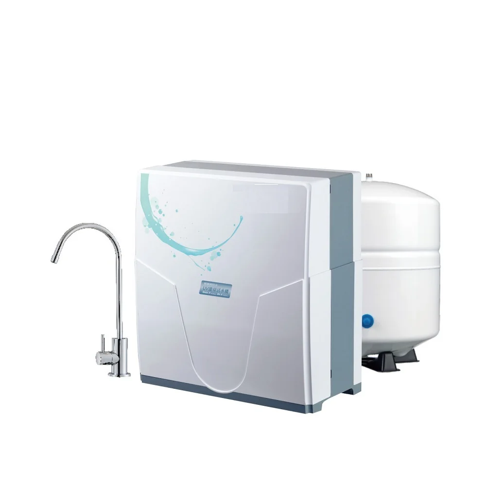 50 GPD Compact RO System Electric Blue Booster Pump Blue Osmosis Membrane Water Filter Parts Cars Water Filtration Applications