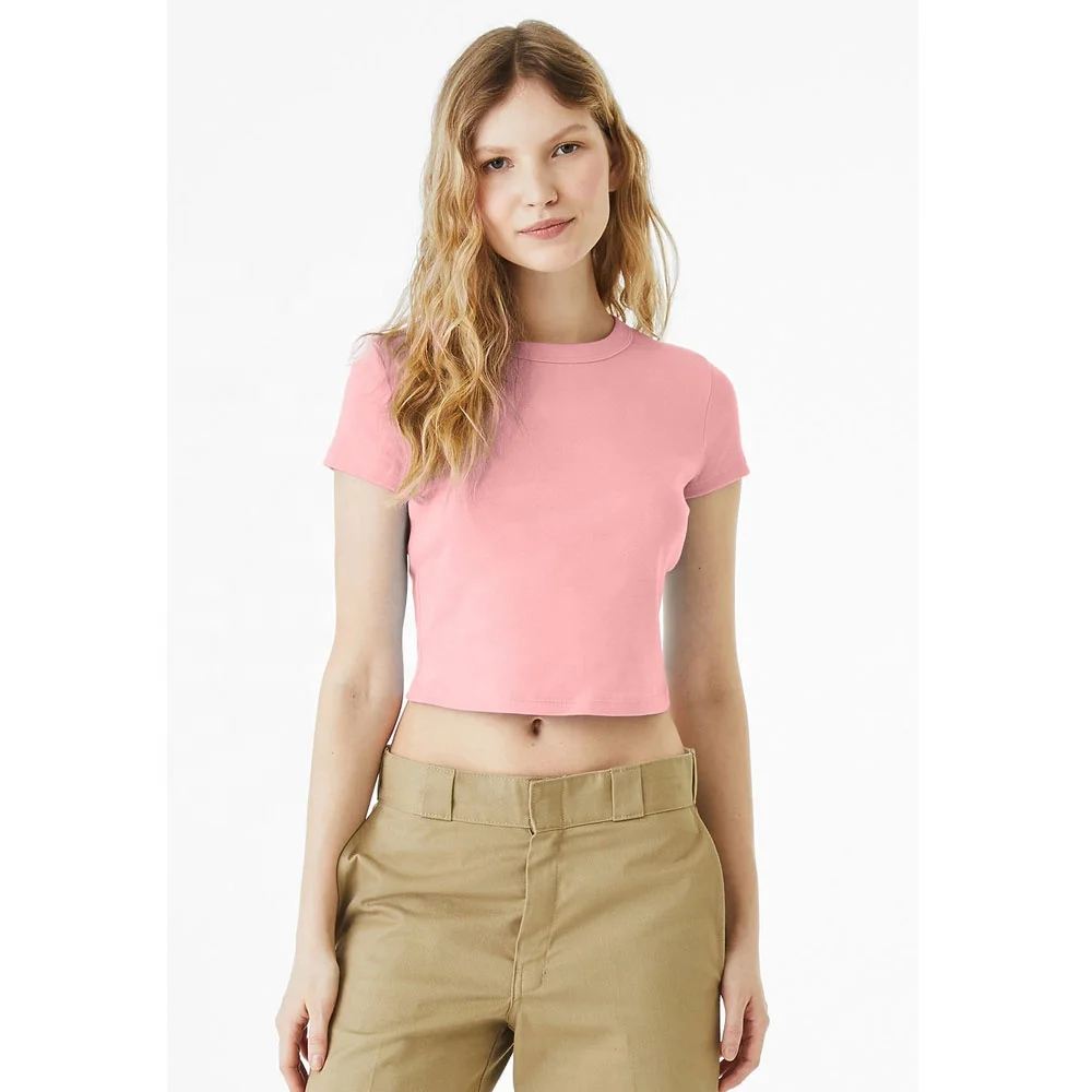 Wholesale Customized   B+C Solid Navy Blend women micro rib baby tee Fitted Stretch Fit cap sleeve baby breathable  tee