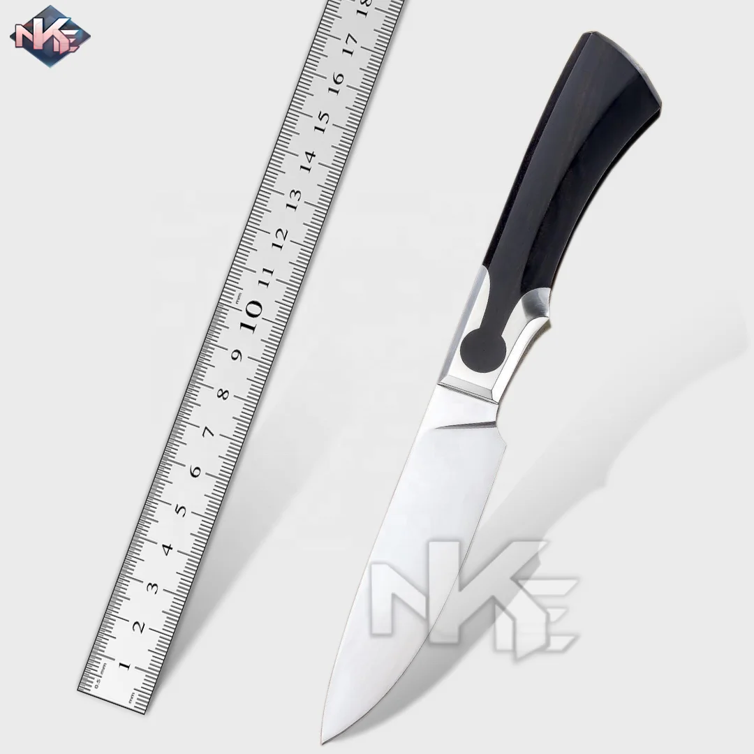 Fixed Blade Knife High Carbon Steel Hunting Knife with G10 Handle and Cow Hide Leather Sheath