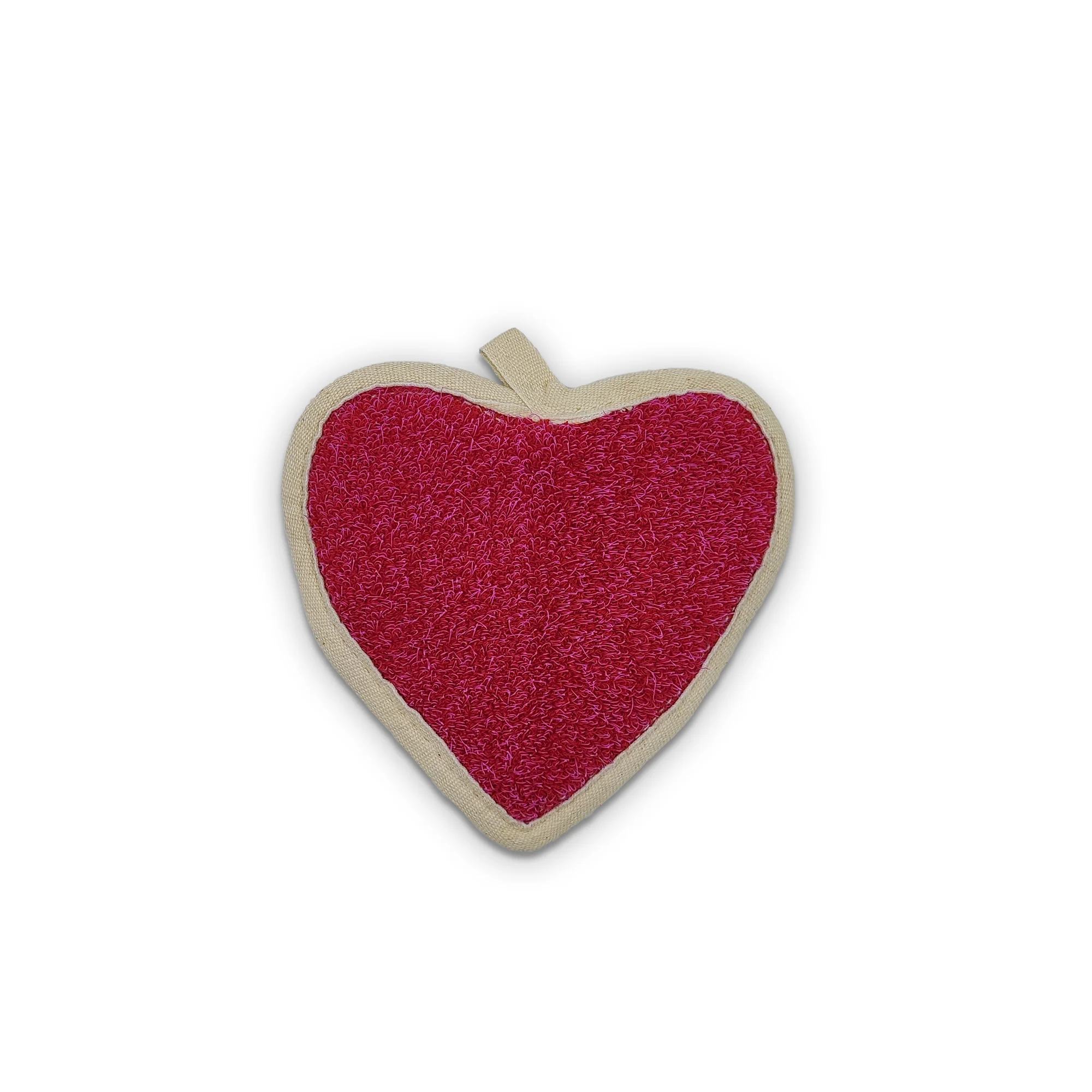 100% Natural Polycotton Heart Loofah Bath Sponge Handmade Body Wash Scrubber with Exfoliating & Foaming Features Made in Turkey