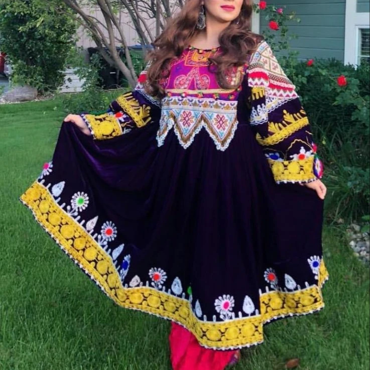 Tribal ethnic vintage kuchi dress, Afghan/Pakistani Kuchi party traditional multi color Dress Factory in Peshawar