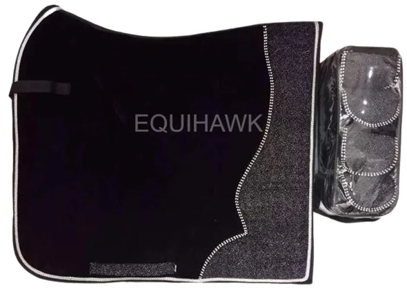 COTTON SADDLE PAD SPARKLE DESIGN AND FASHION CRYSTAL DECORATED INSIDE HIGH DENSITY CUSHION SADDLE PAD FOR HORSE SADDLE