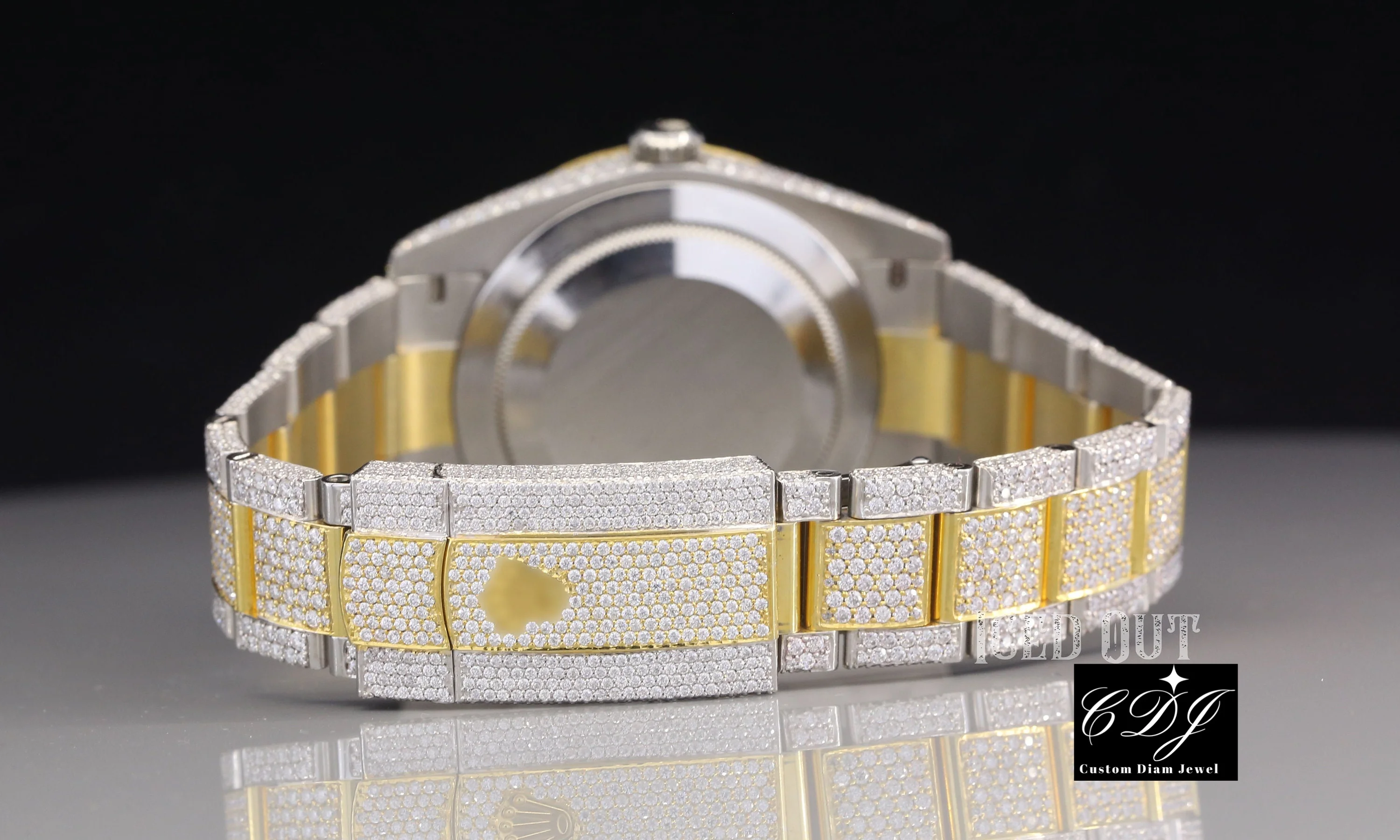 Antique Full Ice Out Natural Diamond Luxurious Watch For Men Stainless Steel Model 14K White Gold Unique Watch For Teens And Men