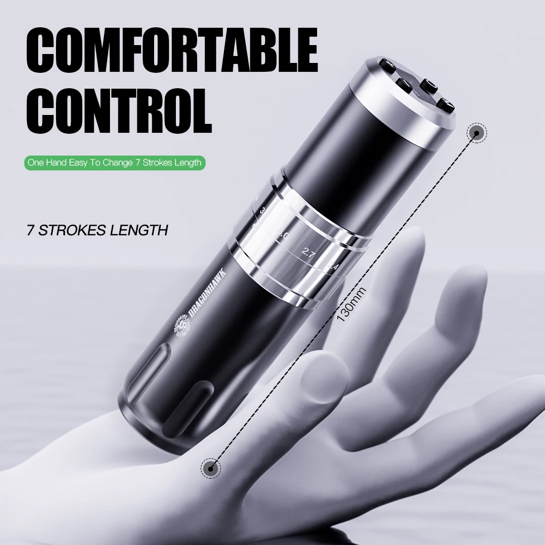 Dragonhawk Fold PRO 3 Wireless Tattoo Machine Double Battery Pen 7 Strokes