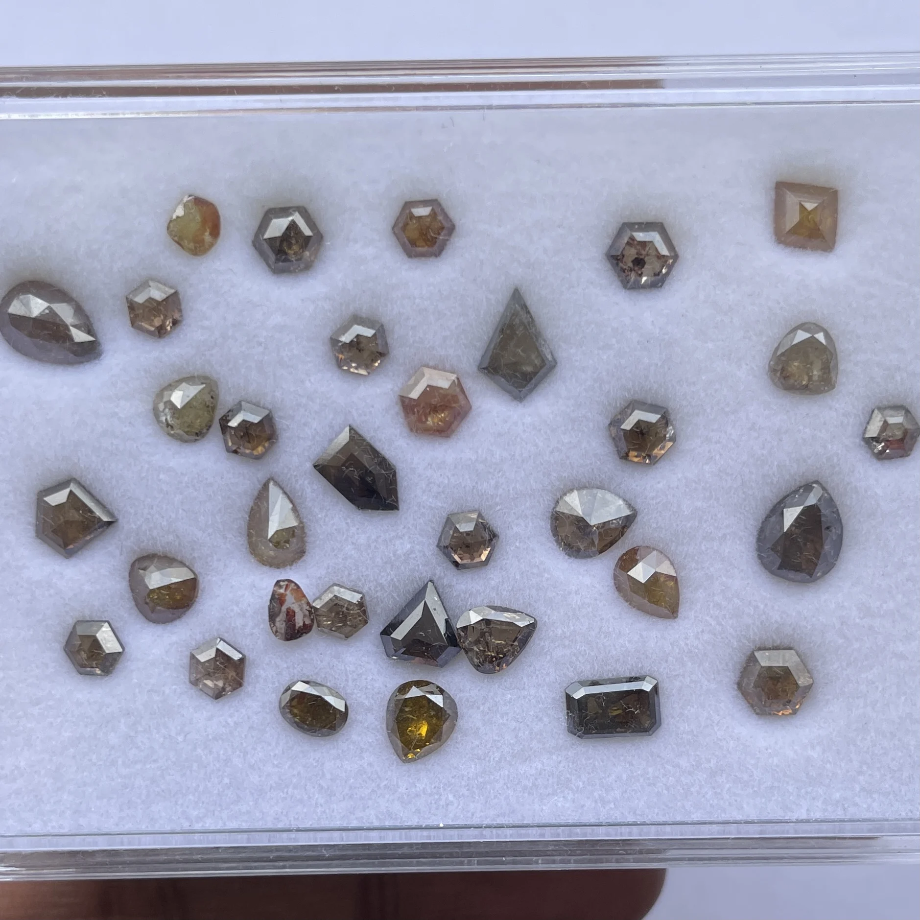 2mm 4mm 6mm Natural Salt Pepper Diamond Hexagon Kite Coffin Pear Round Cut Loose Gemstone Setting Fine Jewelry Fancy Cuts Brown