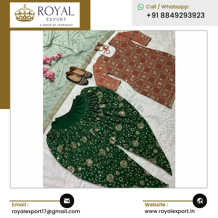 Indian Supplier Selling Best Quality Luxury Fashion Designer Premium Faux Georgette Embroidery Dhoti Salwar Suit