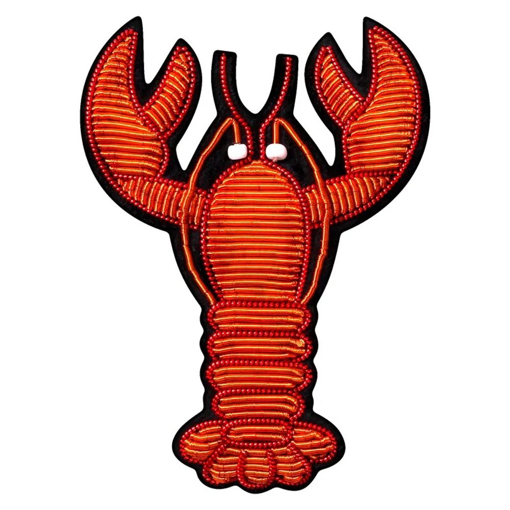 Indian  Thread Silk Cannetille Hand Embroidery Lobster Patch Badge Fashion Brooch Garment Bag Hat Decoration Applique