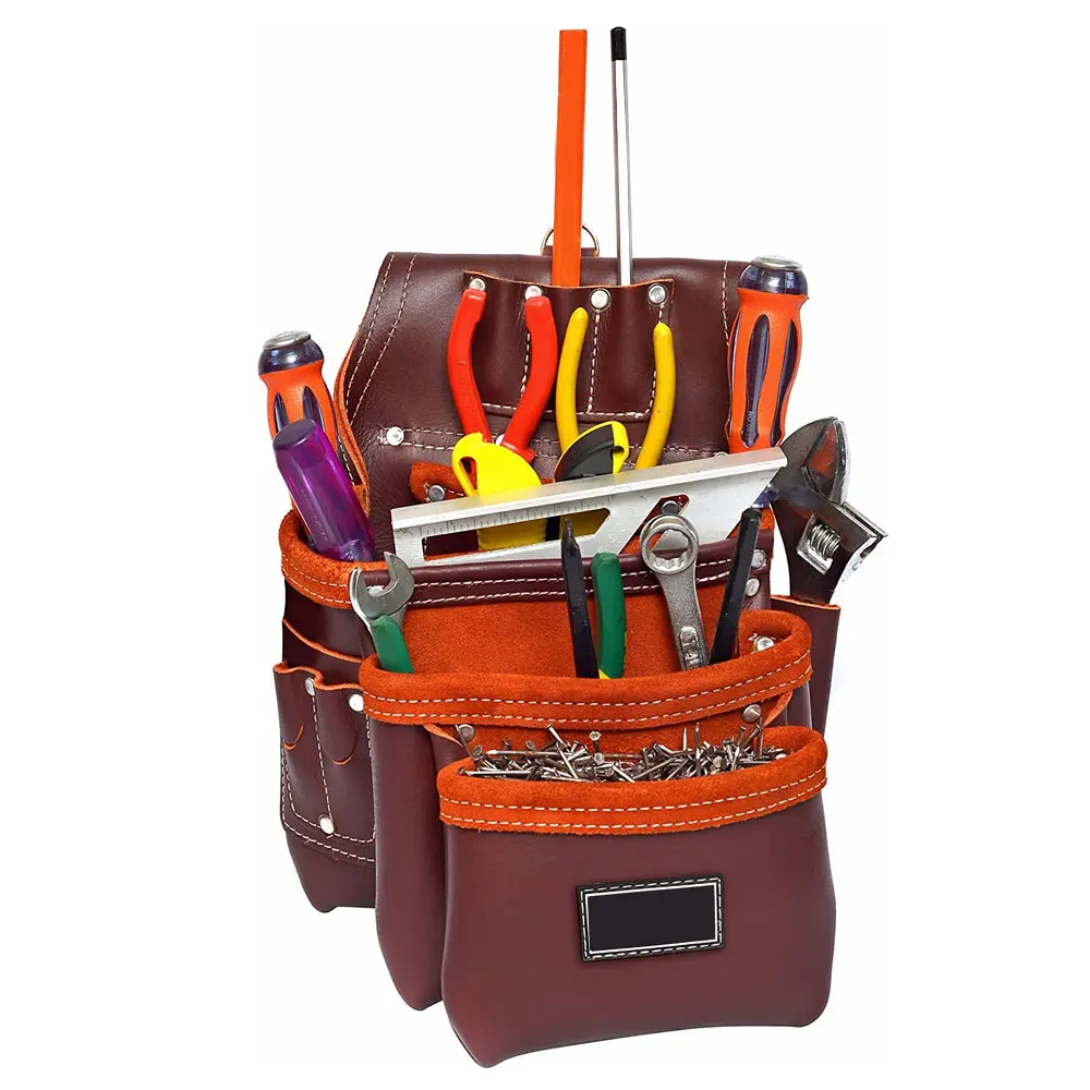 Grain Leather Tool Bag with Adjustable Waist Strap Carpenter Tool Belt Hot Selling Made Tool Bag With Adjustable