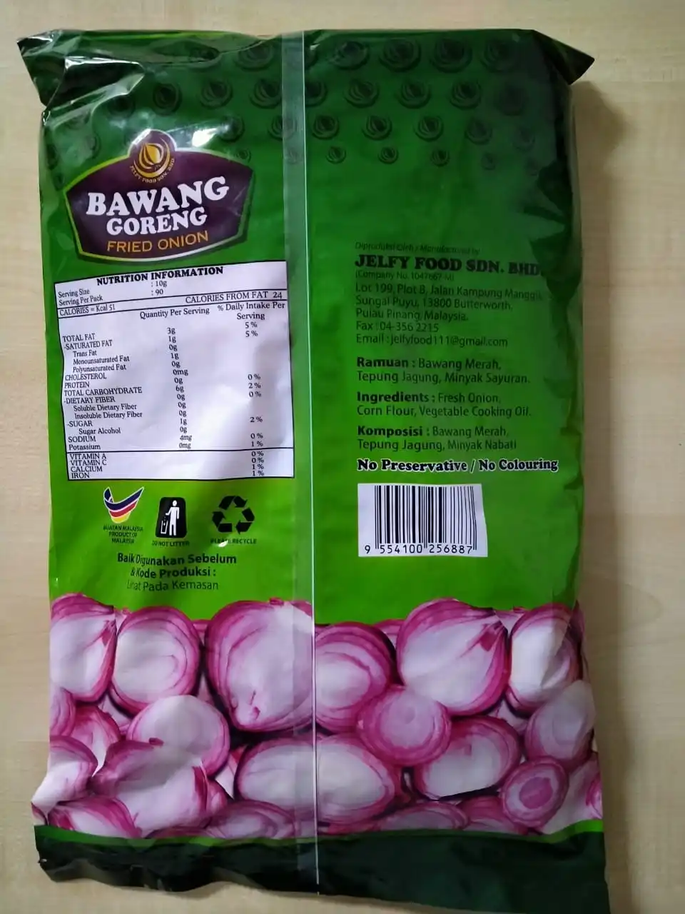 Bulk Shipping Stock Ready Malaysia Manufactured Crispy Fried Shallots 900g Weight Fried Onions Plastic Pack