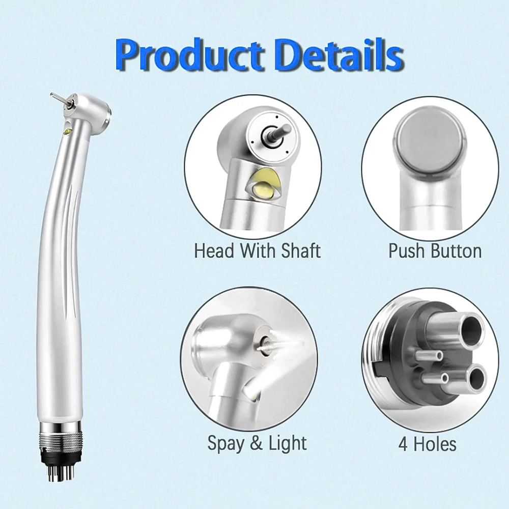 Dental High Speed Handpiece Pa-na Max Air Turbine LED Push Button Ball Bearing High Speed Dental Handpiece
