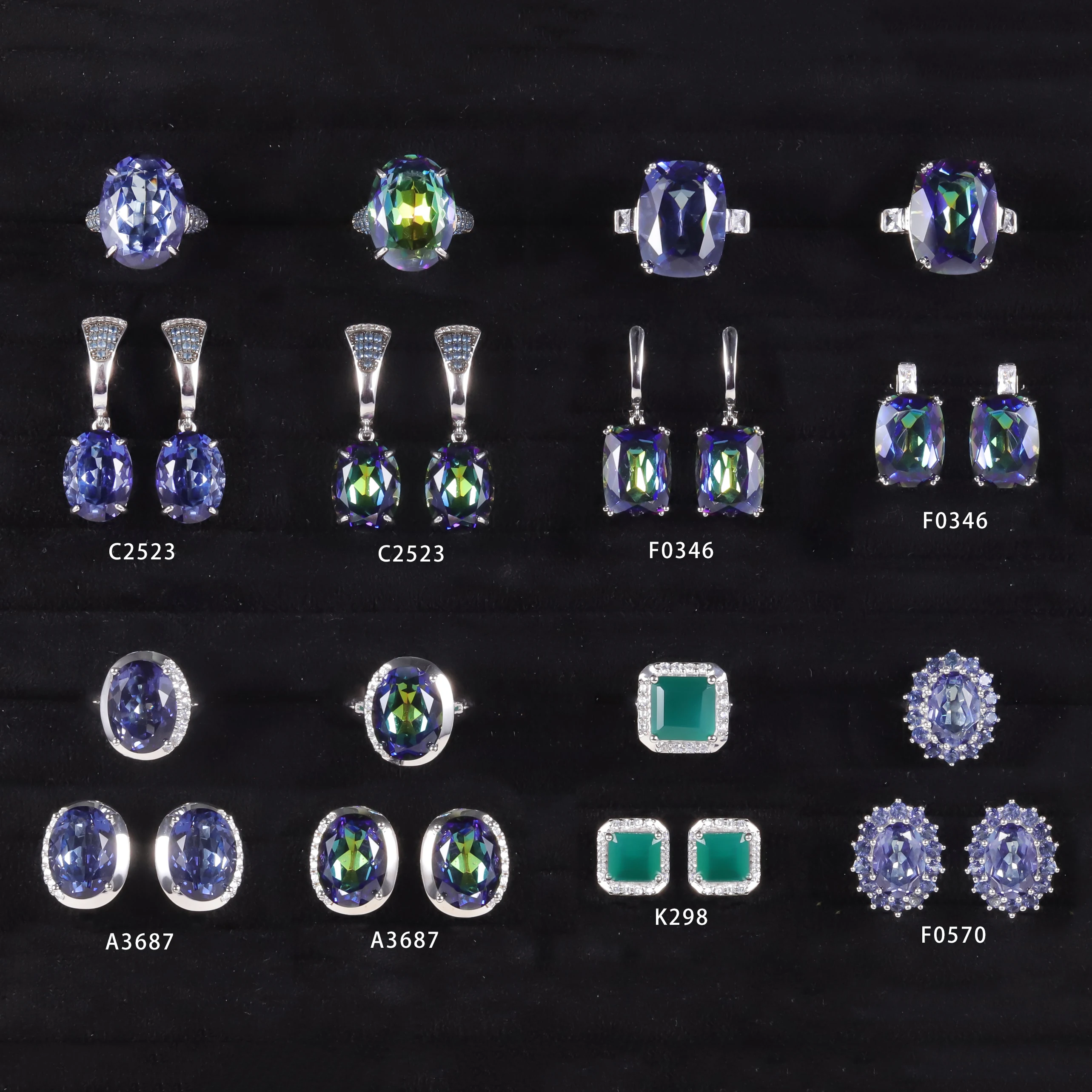 Abiding Elegant Vintage Quality Natural Gemstone Ring Earrings Sets Custom Stone Designs Women 925 Sterling Silver Jewelry Set