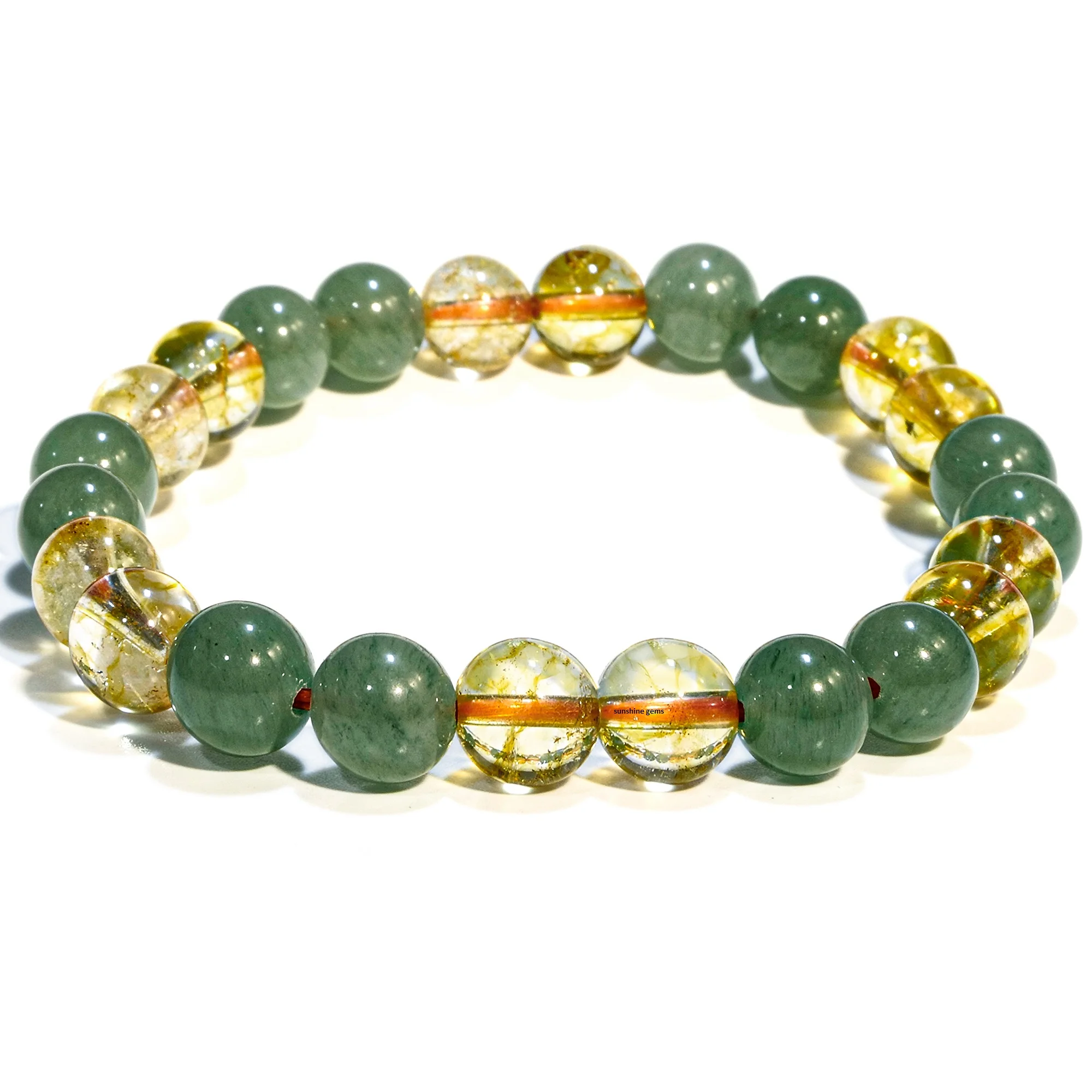 Green Aventurine Citrine Gemstone Bracelets Stress Relief Balance Good Luck Wealth Crystal Bracelet for Women and Men
