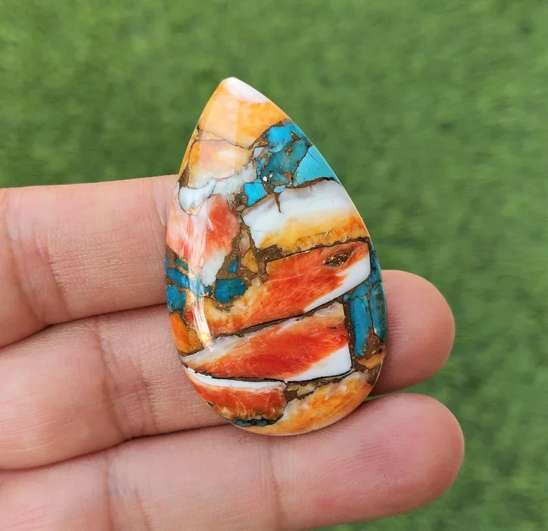 Excellent Quality Natural Orange Spiny Oyster Multi Shape AA+ Grade Genuine Loose Cabochon Gemstones For Jewelry Making Use OEM