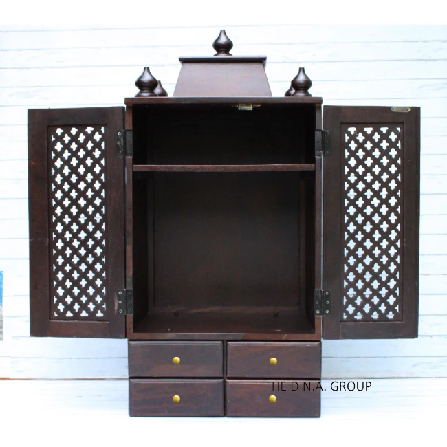 Храм из массива дерева высотой 42 дюйма ручной работы Mandir Pooja Ghar деревянный мандапам с воротами поклонение ореховый готовый Декор для дома и офиса