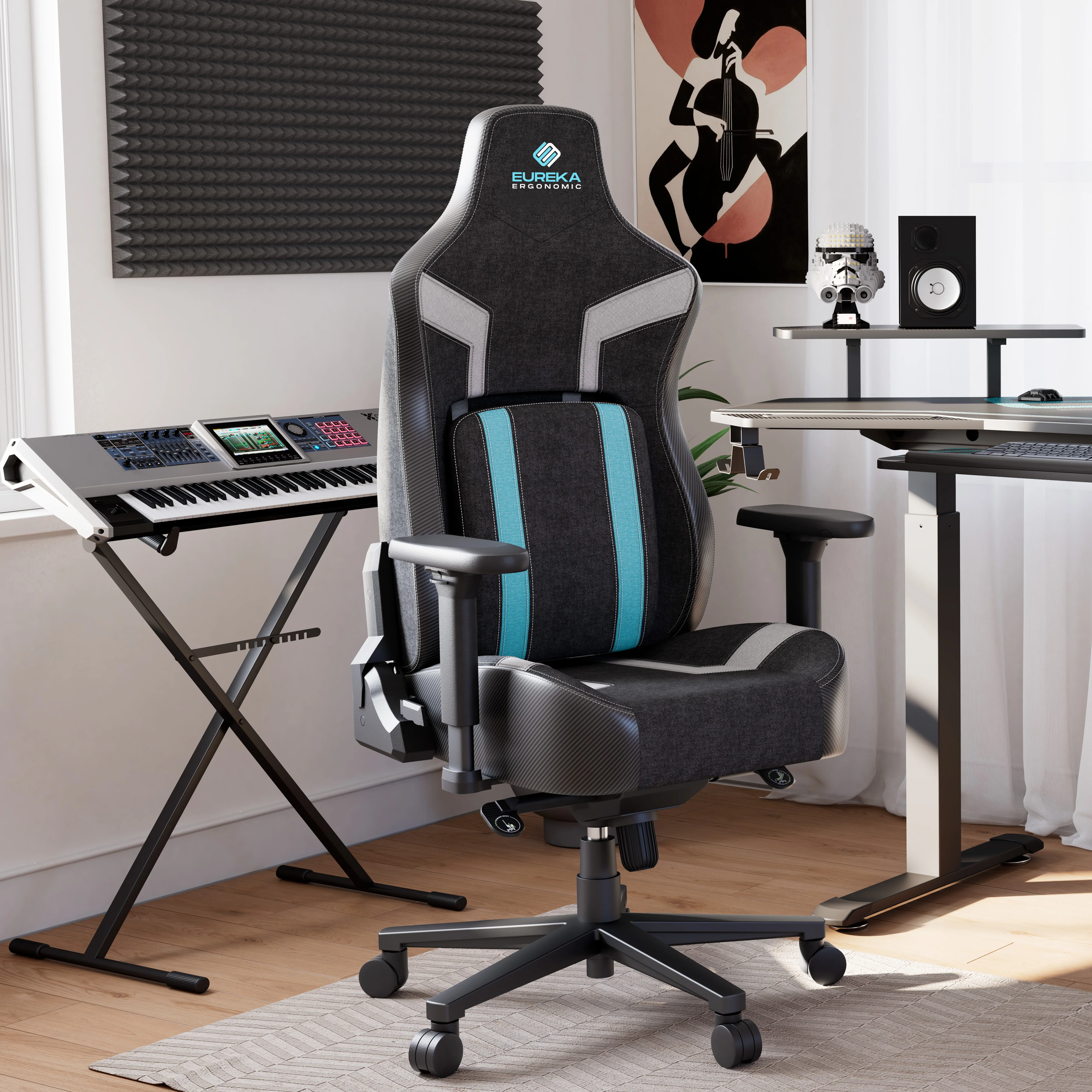 Gaming Chair, Home Office Chair with Built-in 4D Adjustable Lumbar Support, High Back Office Chair Thickened Cushion