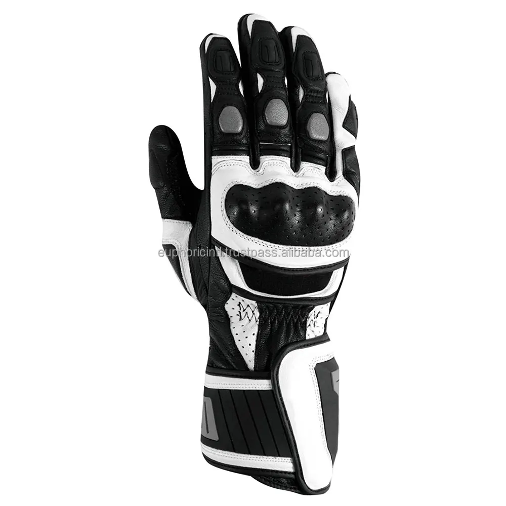 Genuine Leather Gloves for Men and Women White Genuine Leather Motorcycle Racing Gloves Summer and Winter Gloves for Men Women