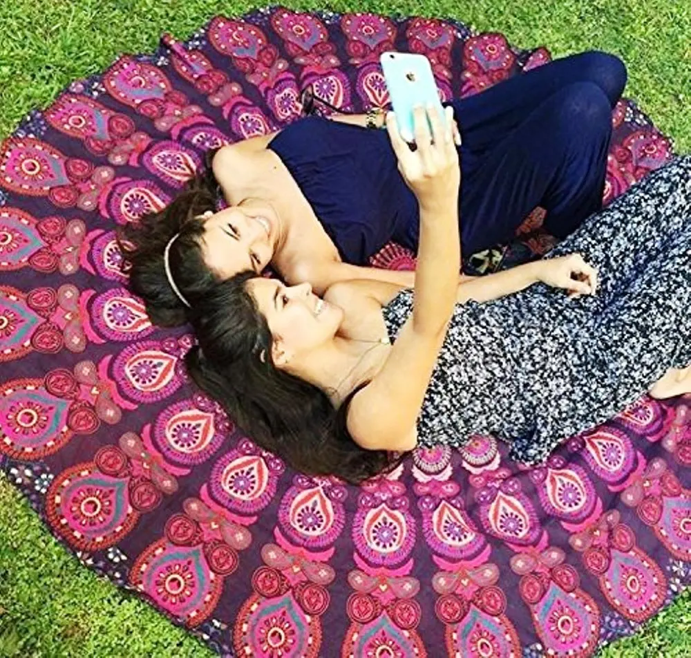 Indian Round Mandala Tapestry Yoga mat picnic Towel Gypsy Yoga Tapestry Mandala Wall Hanging mandala Round ethnic decorative art