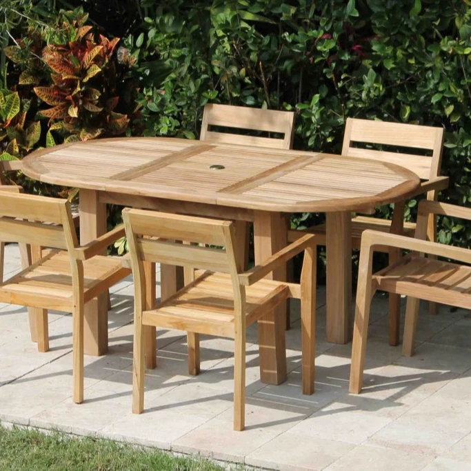 Садовый обеденный набор из тикового дерева высокого качества уличный стол и стул для 6 человек Индивидуальный размер дома уличная мебель