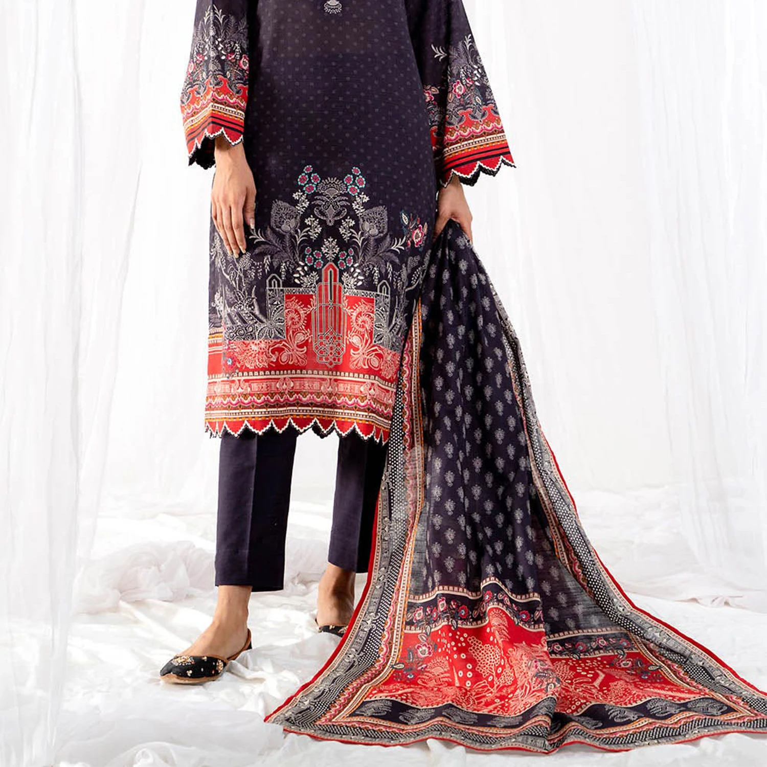 Bollywood Kurta Shalwar With Dupatta Designer Women 2023 High Quality Winter Dress Top Pakistani Dress