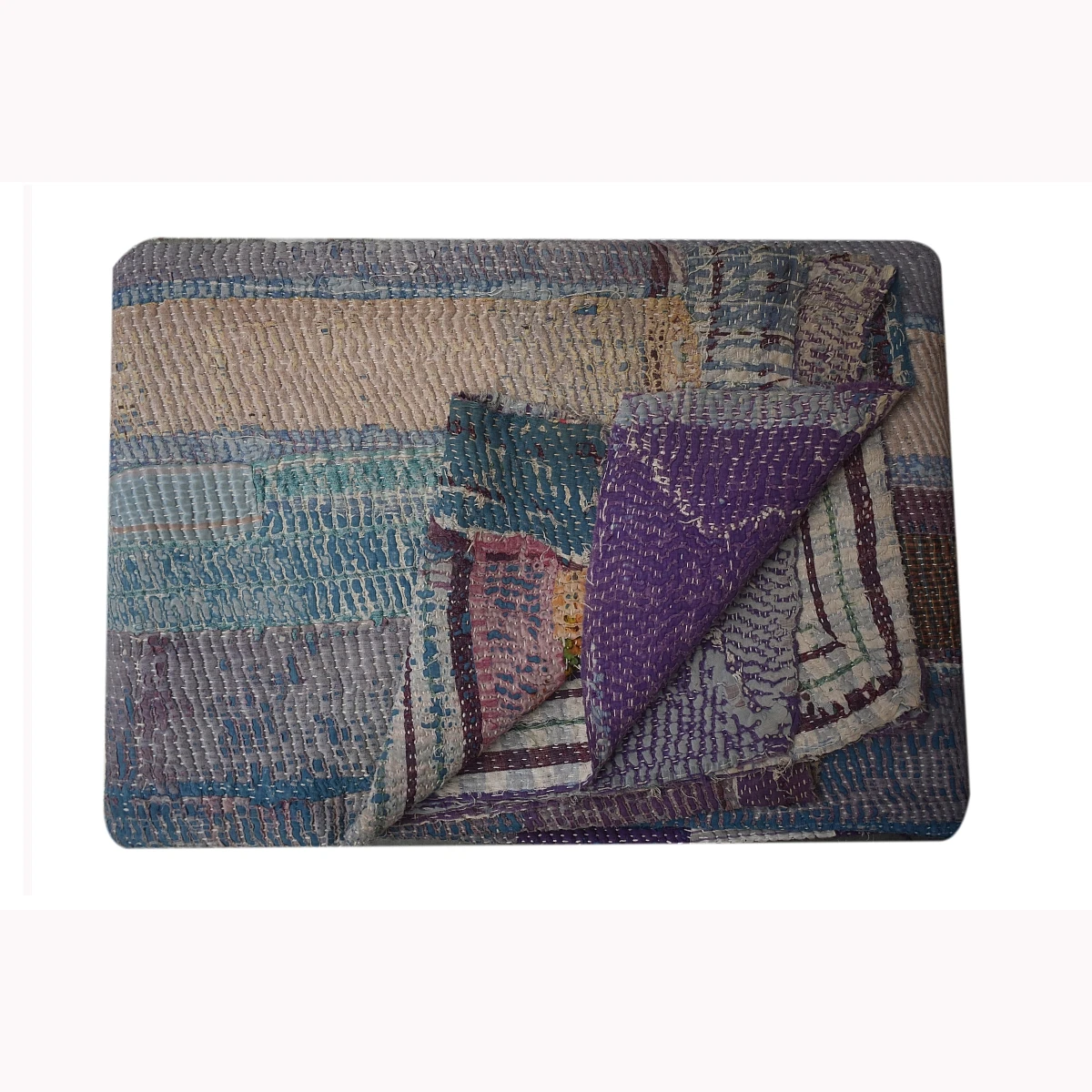 Hand beaded assorted color patchwork evergreen restful ethic reversible vintage kantha quilts throw bed spread