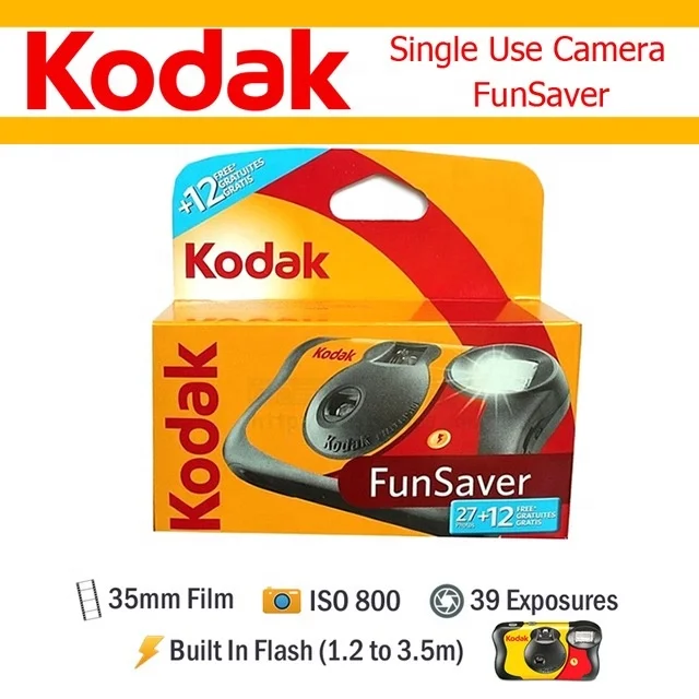KODAK FunSaver Disposable Film Camera KODAK Funsaver One Time Use Single Film Camera with Flashlight and 39ps Films