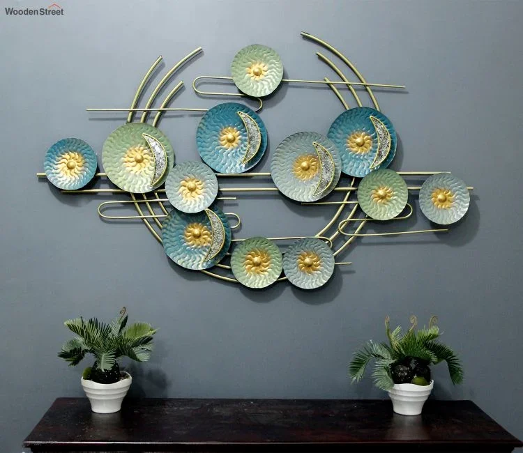 metal art home decor Interior Pieces Luxury Display Gold House Wrought Iron Frame Metal Wall Art Hanging Leaf Flower Home Decor