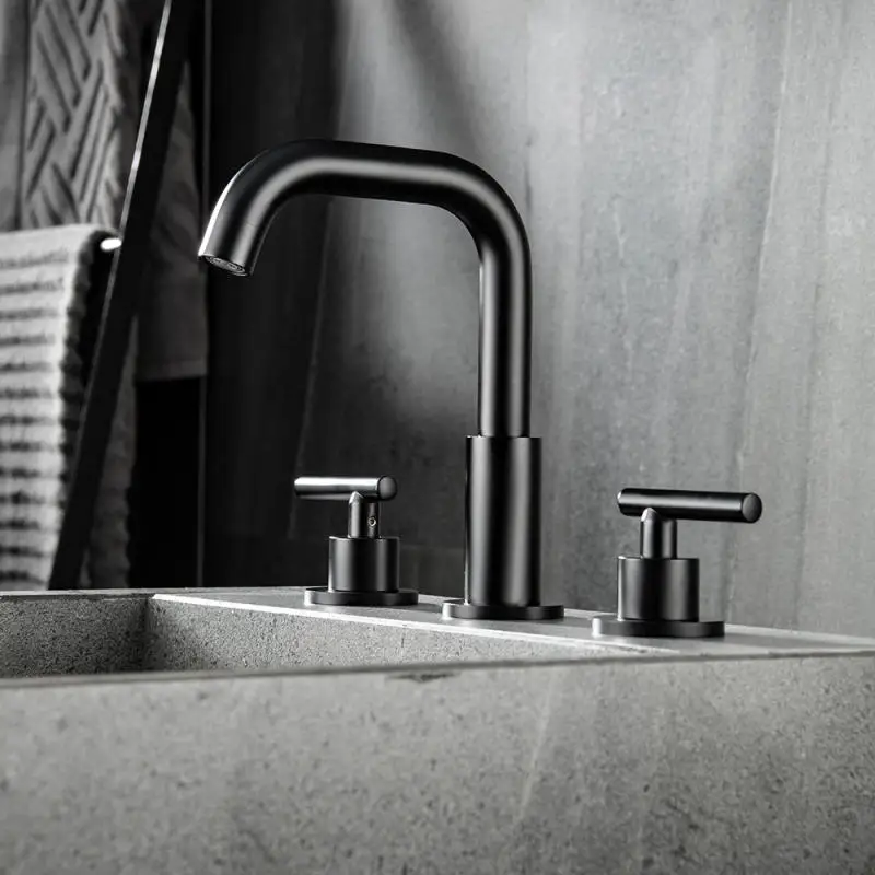 Luxurious Classic Sink Faucet Hot And Cold Water Basin Mixer 3 Holes 2 Handles gold Widespread Bathroom Sink Faucet