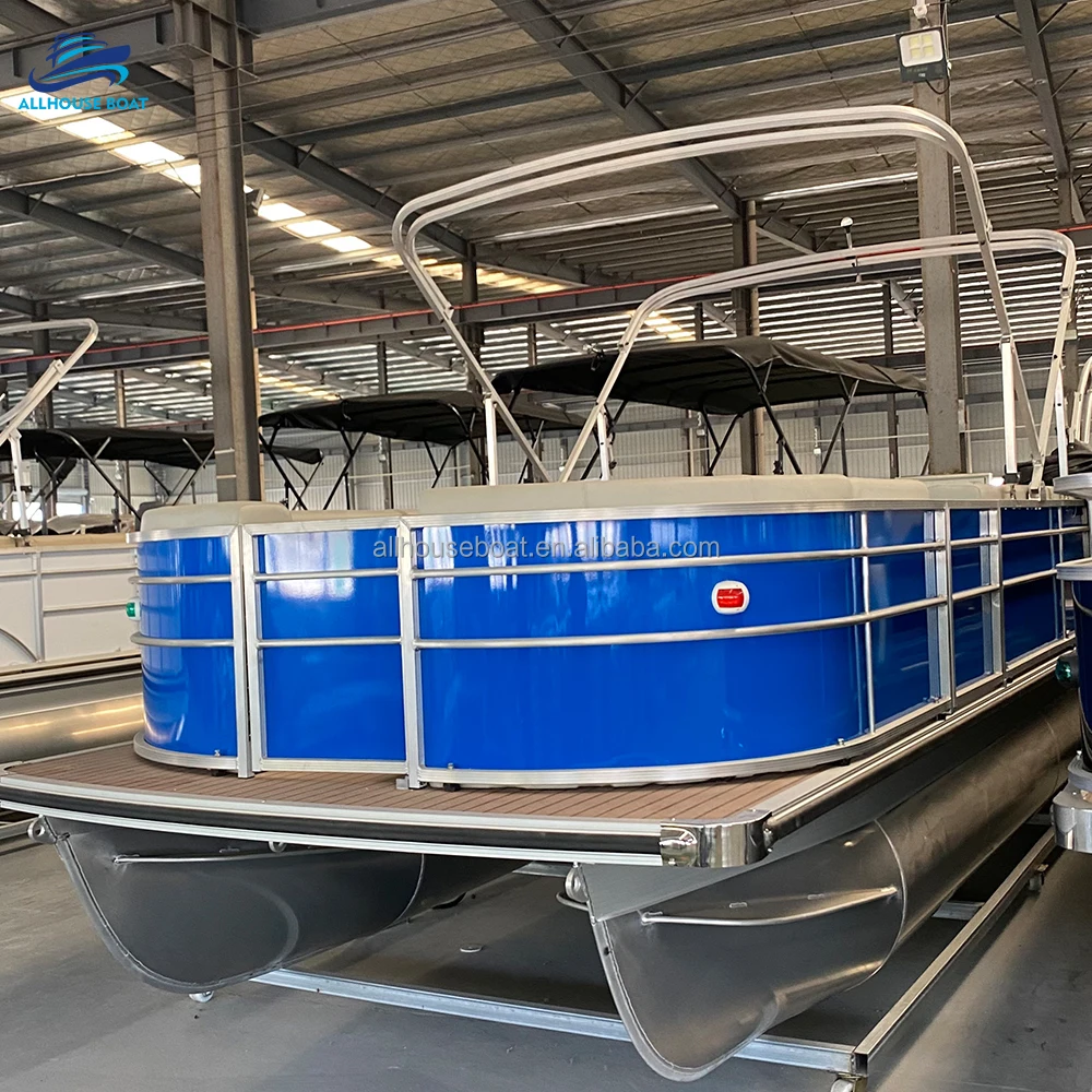 Most Popular Factory Tritoon Pontoon Boat Party Luxury Aluminum Pontoon Boat  Family Leisure Water Play Entertainment