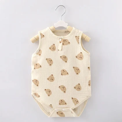 Summer baby home suit Bodysuit cute cartoon bear rabbit boy girl boy climbing pajamas slim newborn kids sleeping clothes
