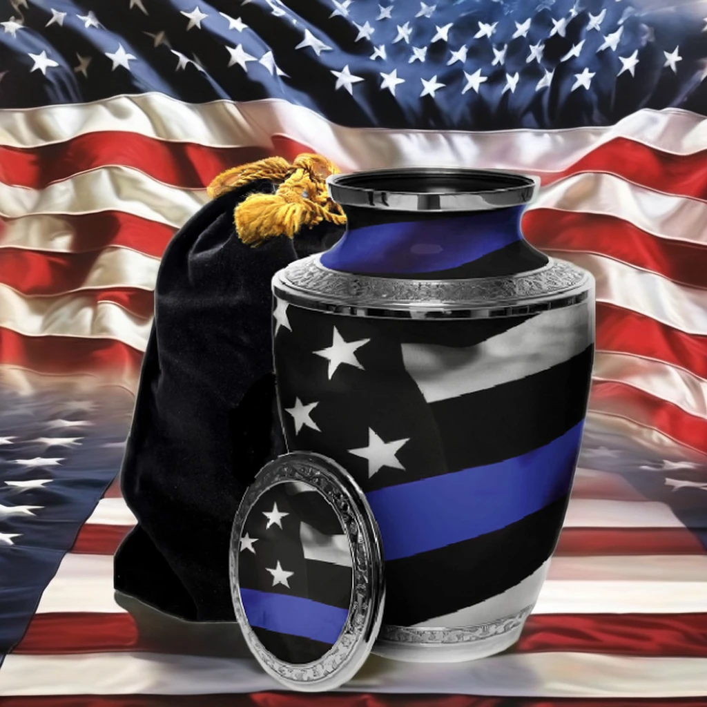 American Flag Cremation Urn Large Size Wholesale Price Solid Metal Handmade Modern Style Funeral Burial Military Urns & Keepsake