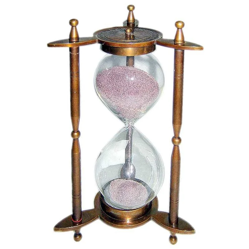 Good Quality Metal Item Table Brass Item Nautical Brass Sand Timer Compass Hourglass With Maritime Promotional Unique Design