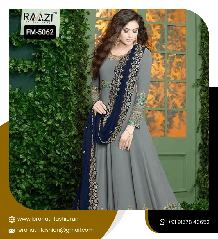 Fox Georgette With Embroidery Work + Stone Suits Ladies Party Wear Punjabi Sharara Suits Online