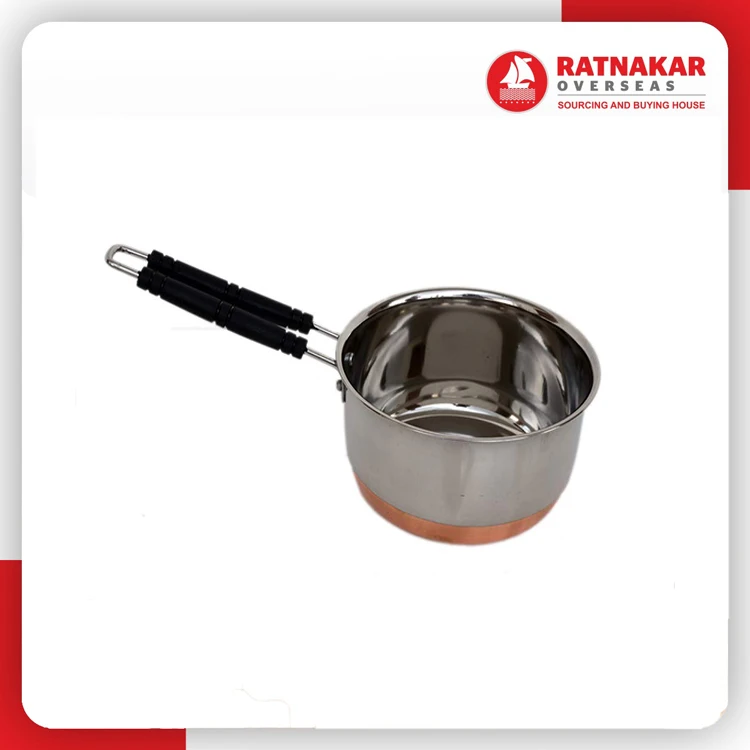 Finest Quality Stainless Steel Sauce Pan Elegant Design Flat Base Stainless Steel Copper Bottom Sauce Pan Cookware With Handle