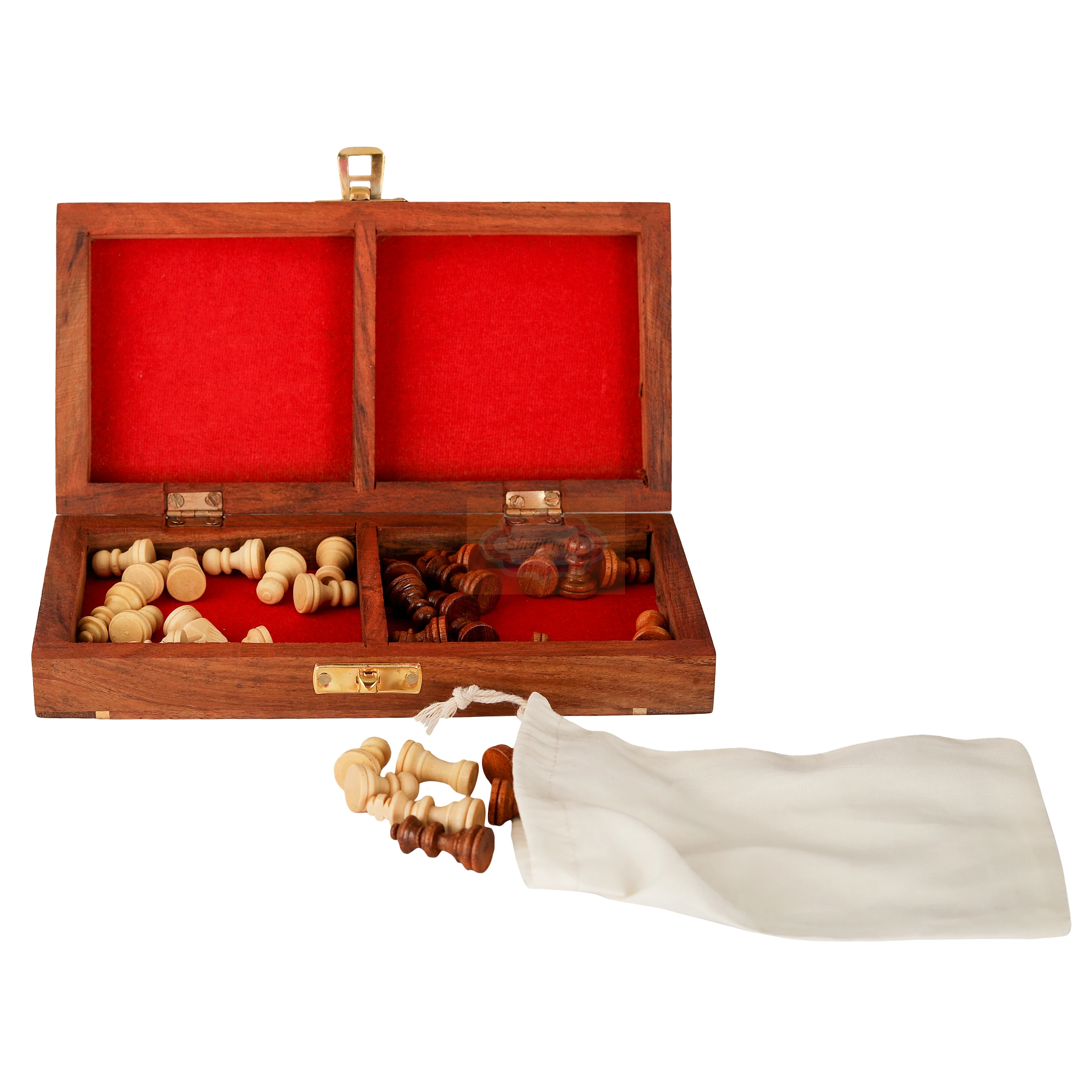 Shriji Crafts Folding Wooden Chess Board Handmade Classic Game of Brilliance Small Chess Pieces Wooden Chessmen Set Size 10 Inch