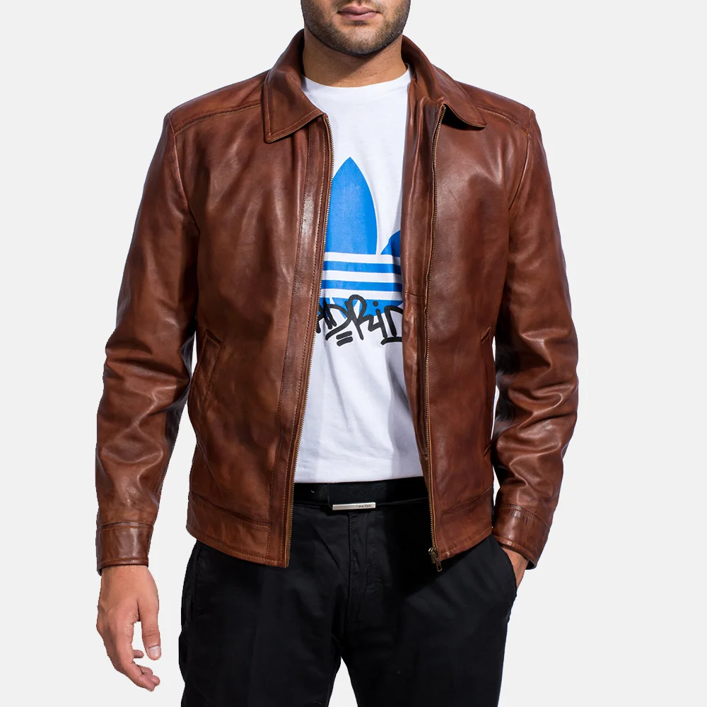Inferno Brown Leather Jacket For Men Top Quality Pakistan Windproof Genuine Leather Jacket For Men