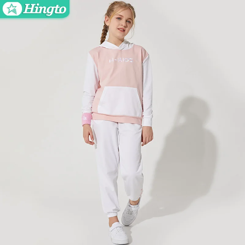 Детская толстовка с капюшоном Hingto, комплект из 2 предметов, спортивный костюм, комплект женской детской одежды для девочек 4-7 От 8 до 12 лет