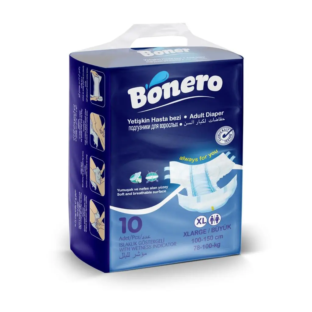 Adults diapers Bonero High quality 10psc per pack Supplier in Turkey Large Disposable diapers Adult care products turkish  Manuf