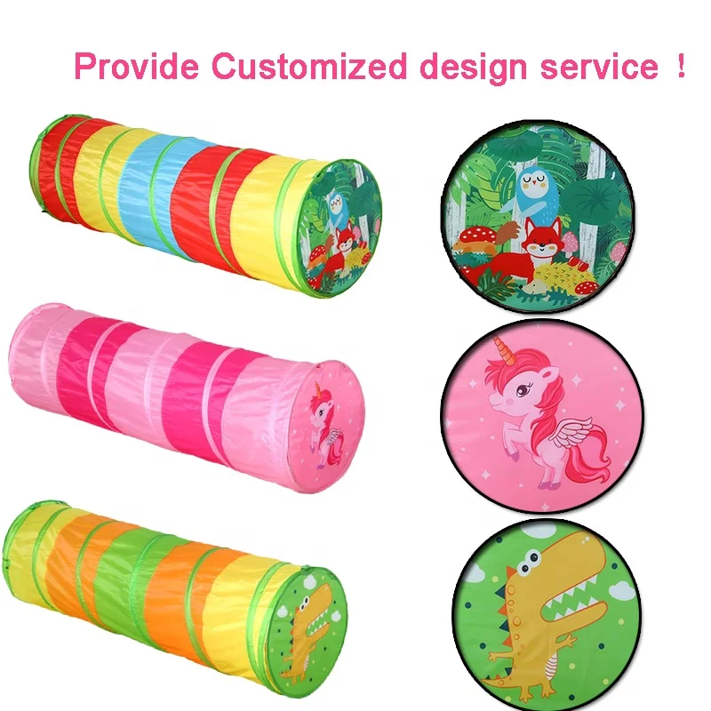 OEM design dinosaur kids play tunnel with carry bag pop up tunnel use indoor outdoor collapsible play tunnel gift for kids