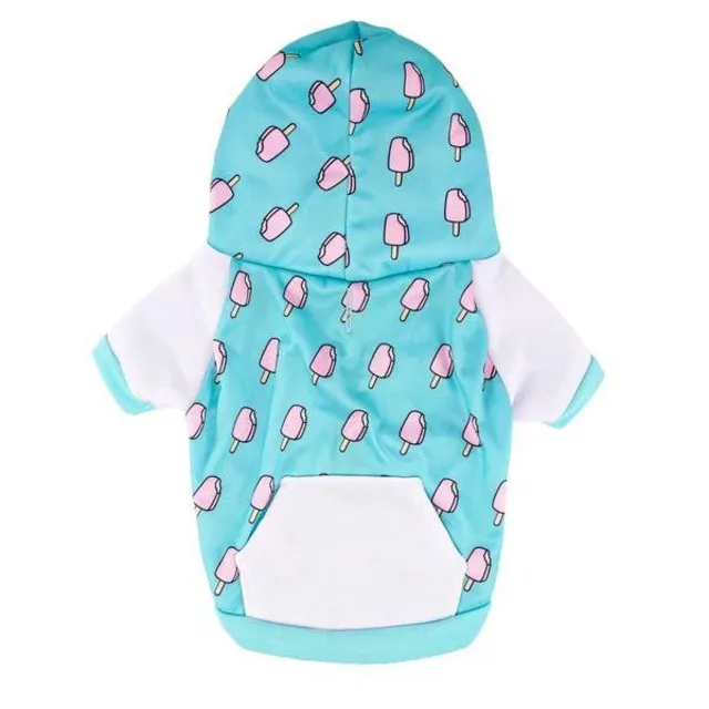 Coral Blue Premium Quality Dog Hoodies XL Size Ice Cream Printed Pattern Very Cheap Price Dogs Apparel & Clothing