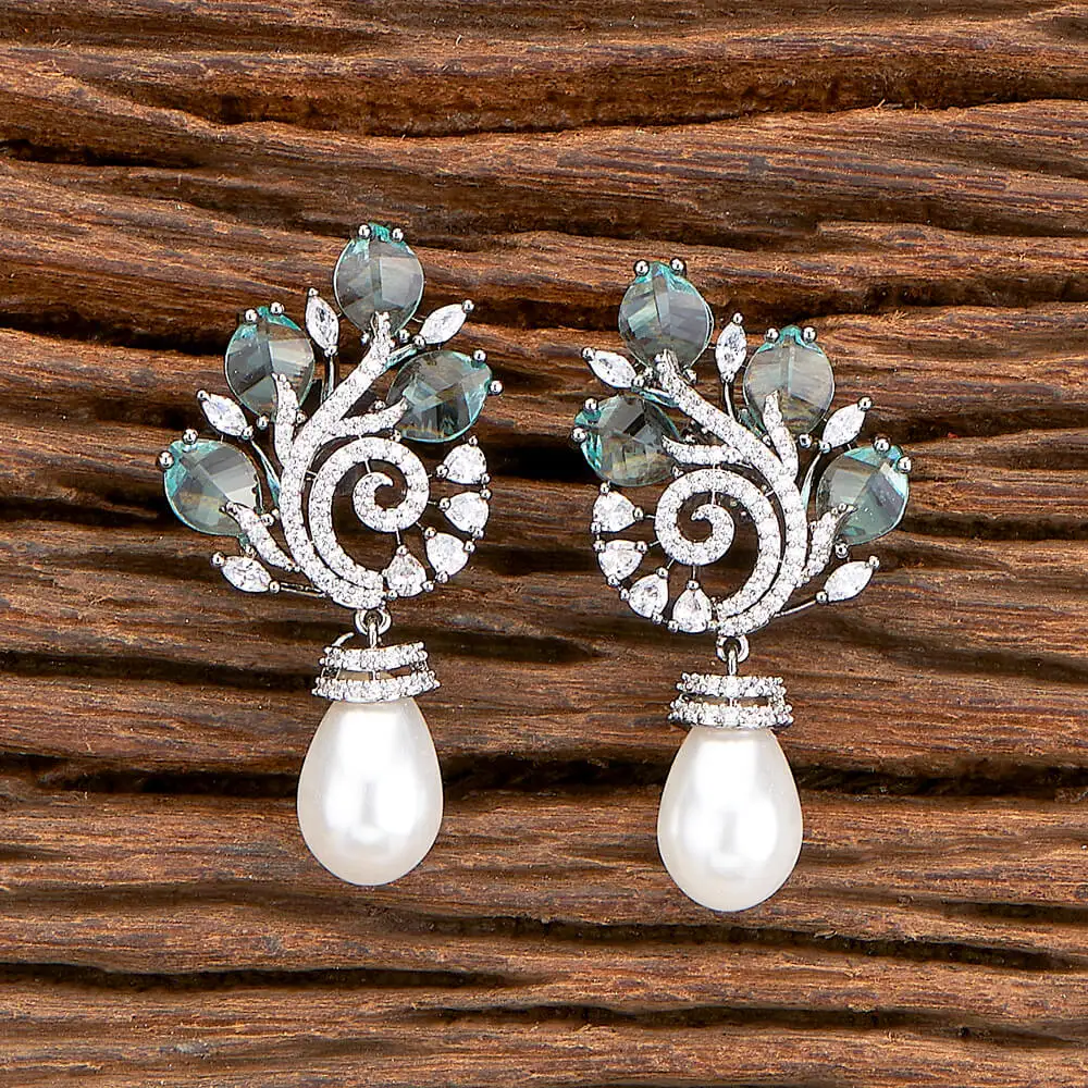 Stunning American Diamond Classic Short Cz Earring With Black Plating 428904 in Fashion Jewelry