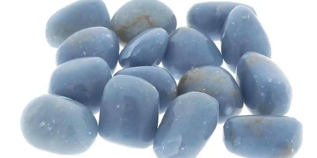WHOLESALE NATURAL ANGELITE TUMBLE STONE CRYSTAL TUMBLE FOR HEALING AND MEDITATION HOMEDECOR AND METAPHYSICAL STORE