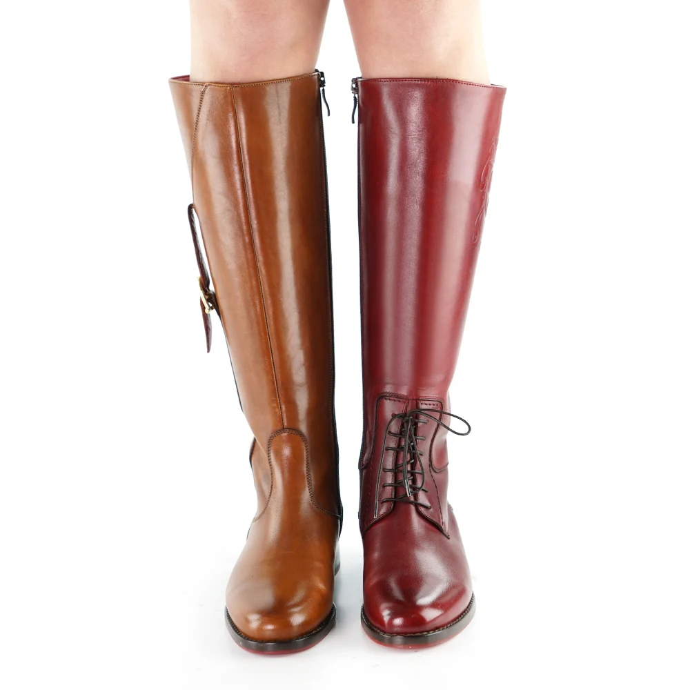 Italian Fashion Style Handmade Brown Knee-High Boot for Women Comfortable Stylish Genuine Leather Lining for Summer Winter