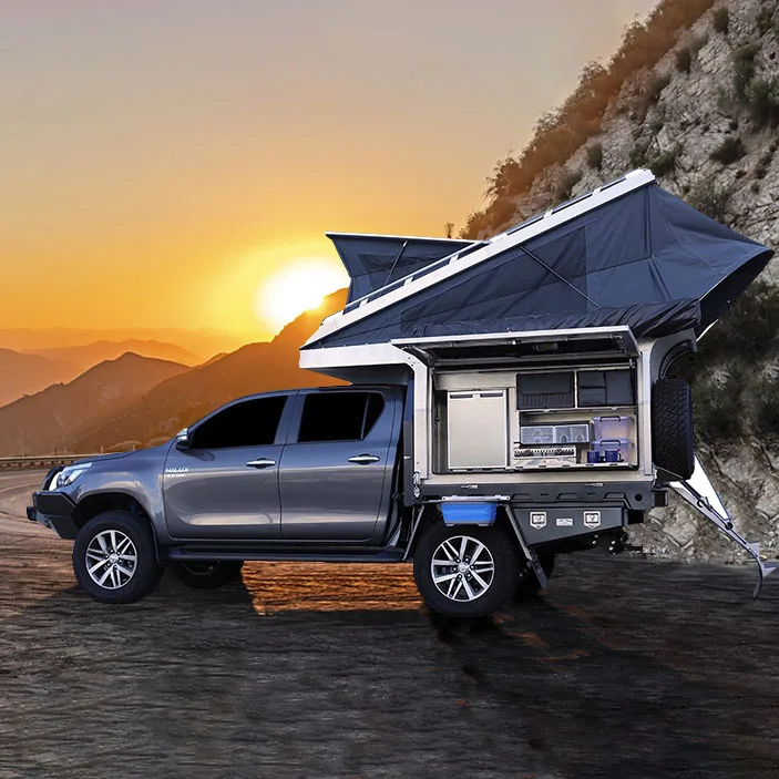 2025 New Kinlife X Roof Design Lightweight Aluminium Trayback Pop up Camper Slide on Campers