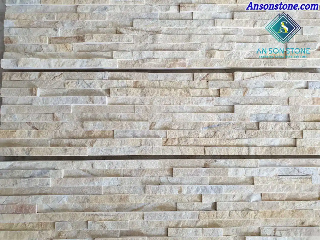 Yellow Marble Wall Cladding Panel  With 10 Lines
