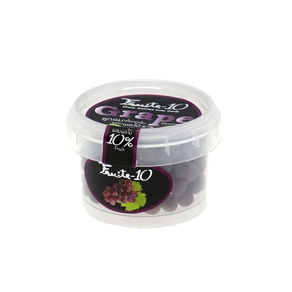 Halal sweet candy jelly bean candy 10% fruits soft candy grape flavor 60g plastic jar package