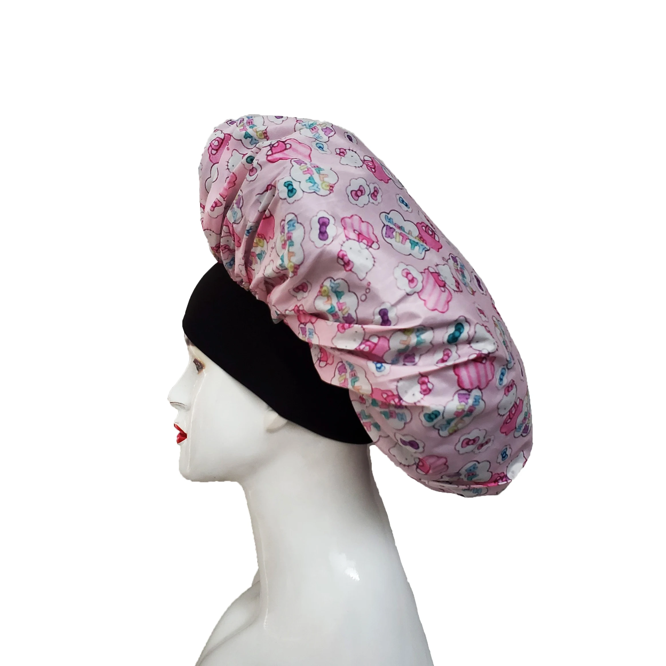 Adult custom color satin night sleeping bonnet wholesale woman silk hair designer bonnets with elastic band