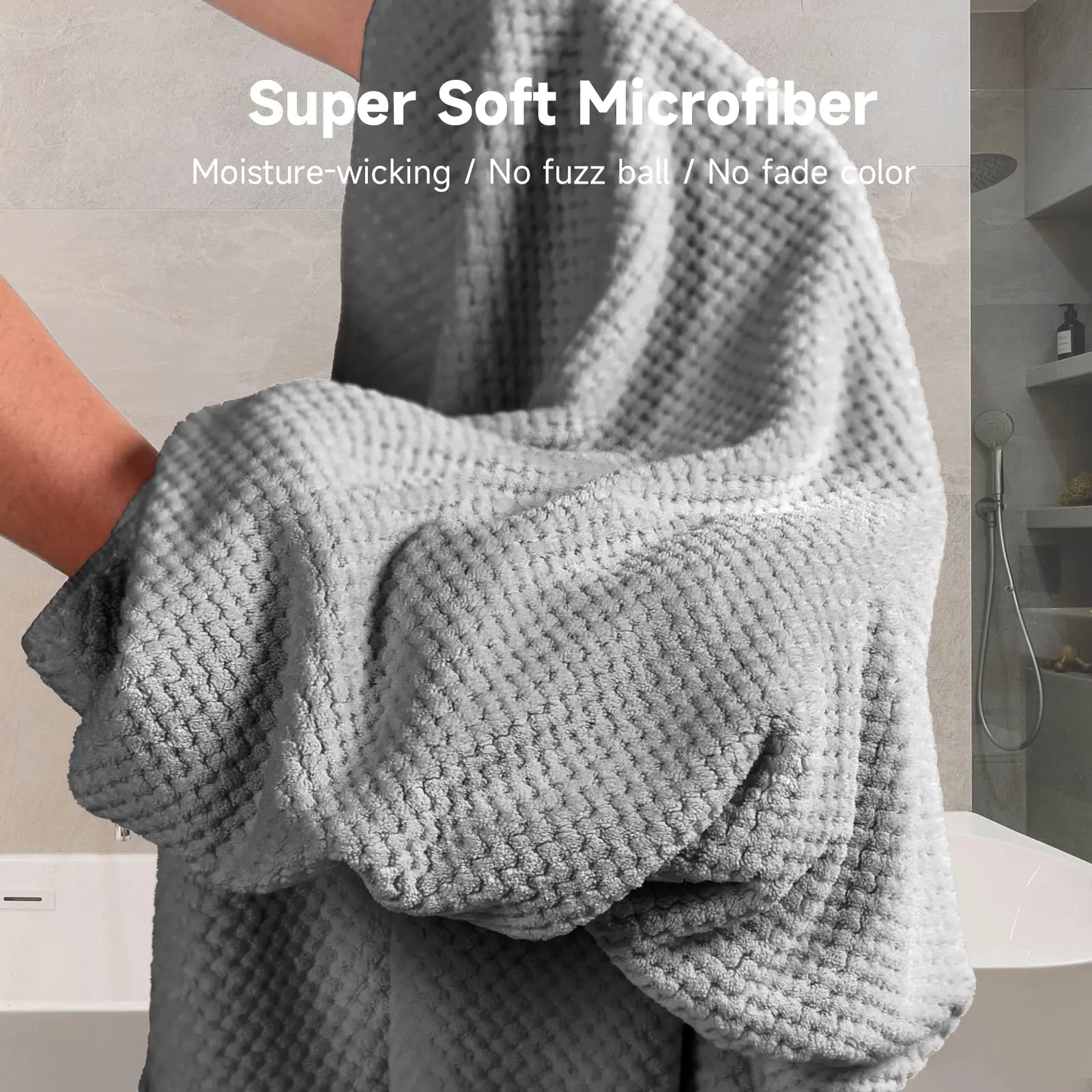 Large Microfiber Hair Towel for Curly, Thick Hair, Soft Anti Frizz Quick Dry Hair Towel Wrap,Absorbent Hair with Elastic Band