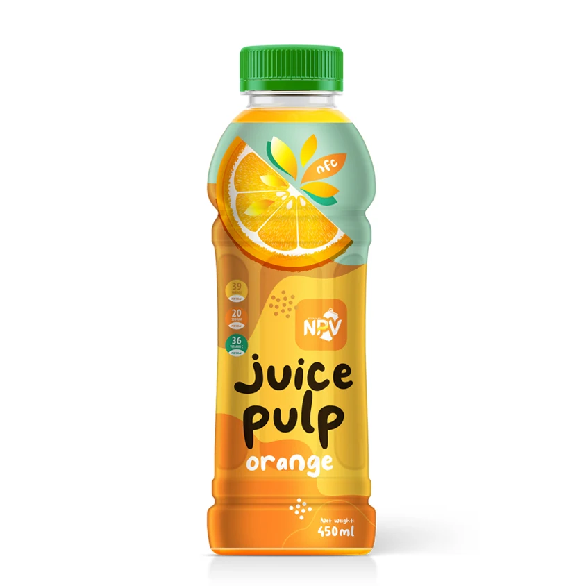Supplier Private Label OEM 450ml Pet Bottle Tropical Fruit & Vegetable Juice Private Label Orange Juice Drink Low MOQ