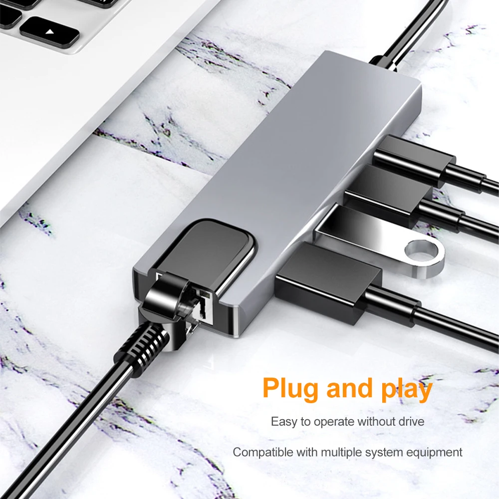 USB Hub with USB Type-C to HDMI Port, 5 in 1, 100 W